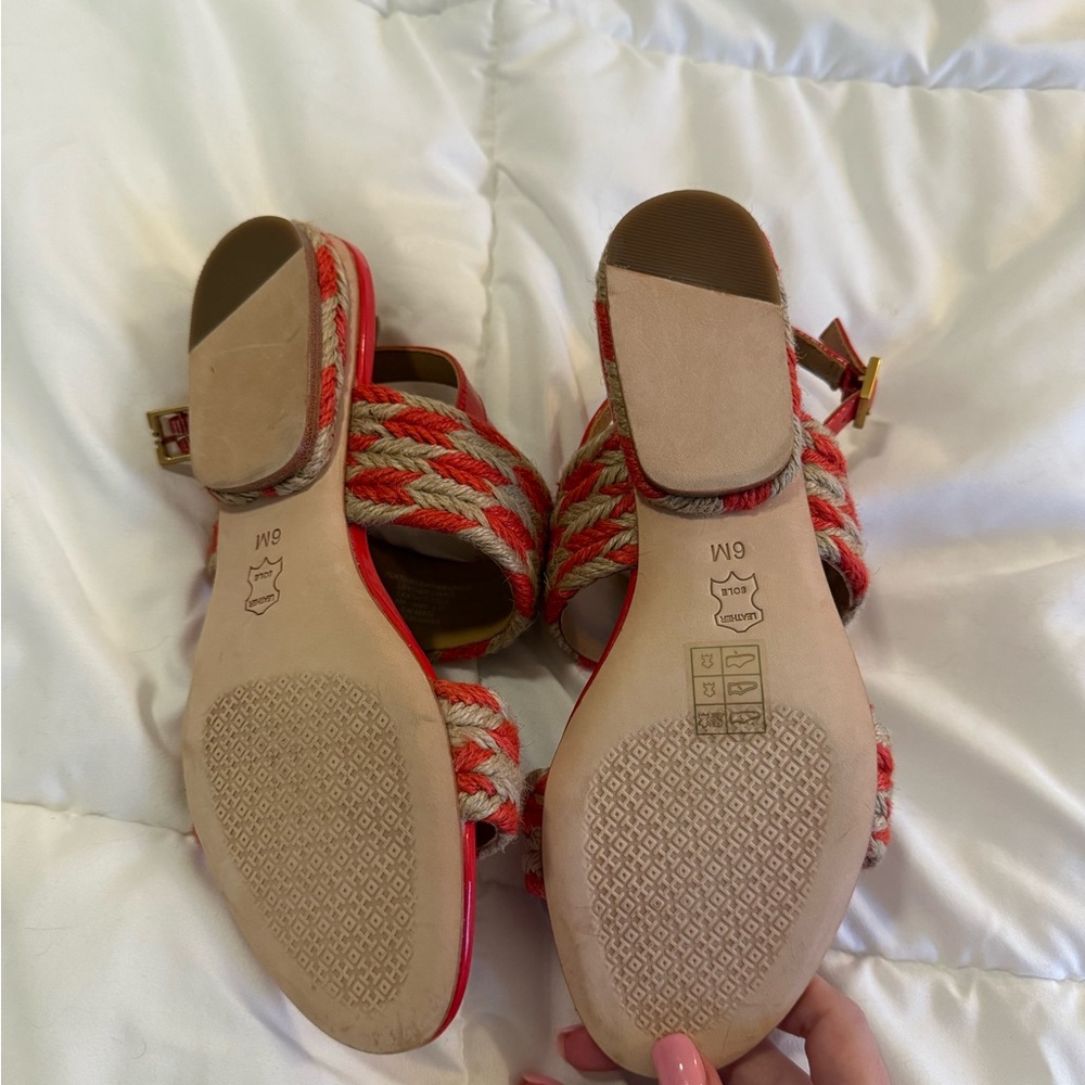 Tory Burch Red and Tan Espadrille Sandals - Picture 4 of 8